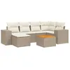 Image de vidaXL Salon de Jardin avec Coussins 7 pcs Beige résine tressée