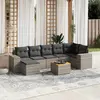 Image de vidaXL Salon de jardin 8 pcs avec coussins gris résine tressée