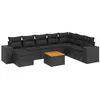 Image de vidaXL Salon de Jardin avec Coussins 9 pcs, Canapés de Terrasse, Ensemble de Meubles de Patio, Mobilier d'Extérieur, Noir Résine Tressée
