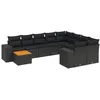 Image de vidaXL Salon de Jardin avec Coussins 10 pcs, Canapés de Terrasse, Ensemble de Meubles de Patio, Mobilier d'Extérieur, Noir Résine Tressée