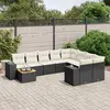 Image de vidaXL Salon de jardin 10 pcs avec coussins noir résine tressée