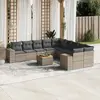 Image de vidaXL Salon de jardin 11 pcs avec coussins gris résine tressée