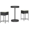 Image de vidaXL Ensemble de Bar de Jardin 3 pcs avec Coussins Noir Poly rotin, Ensemble de Bar, Ensemble de Bar de Patio, Ensemble de Table de pub