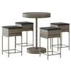 Image de vidaXL Ensemble de Bar de Jardin 5 pcs avec Coussins Gris Poly rotin, Ensemble de Bar, Ensemble de Bar de Patio, Ensemble de Table de pub
