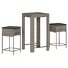 Image de vidaXL Ensemble de Bar de Jardin 3 pcs et Coussins Gris résine tressée, Ensemble de Bar, Ensemble de Bar de Patio, Ensemble de Table de pub