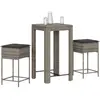 Image de vidaXL Ensemble de bar de jardin 3 pcs et coussins gris résine tressée