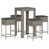 Image de vidaXL Ensemble de Bar de Jardin 5 pcs avec Coussins Gris Poly rotin, Ensemble de Bar, Ensemble de Bar de Patio, Ensemble de Table de pub
