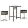 Image de vidaXL Ensemble de Bar de Jardin 3 pcs et Coussins Gris résine tressée, Ensemble de Bar, Ensemble de Bar de Patio, Ensemble de Table de pub