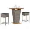 Image de vidaXL Ensemble de bar de jardin 3 pcs et coussins gris résine tressée
