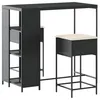 Image de vidaXL Ensemble de Bar de Jardin 3 pcs avec Coussins Noir Poly rotin, Ensemble de Bar, Ensemble de Bar de Patio, Ensemble de Table de pub