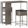 Image de vidaXL Ensemble de Bar de Jardin 3 pcs et Coussins Gris résine tressée, Ensemble de Bar, Ensemble de Bar de Patio, Ensemble de Table de pub