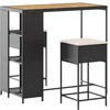 Image de vidaXL Ensemble de Bar de Jardin 3 pcs avec Coussins Noir Poly rotin, Ensemble de Bar, Ensemble de Bar de Patio, Ensemble de Table de pub