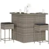Image de vidaXL Ensemble de bar de jardin 3 pcs et coussins gris résine tressée