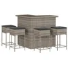 Image de vidaXL Ensemble de Bar de Jardin 5 pcs avec Coussins Gris Poly rotin, Ensemble de Bar, Ensemble de Bar de Patio, Ensemble de Table de pub