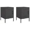 Image de vidaXL Tables de Chevet 2 pcs Noir 36x39x50,5 cm Acier, Armoire, Armoire latérale, Support de téléphone, Table de Chevet