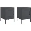 Image de vidaXL Tables de Chevet 2 pcs Anthracite 36x39x50,5 cm Acier, Armoire, Armoire latérale, Support de téléphone, Table de Chevet