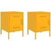 Image de vidaXL Tables de Chevet 2 pcs Jaune Moutarde 36x39x50,5 cm Acier, Armoire, Armoire latérale, Support de téléphone, Table de Chevet