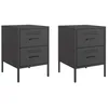 Image de vidaXL Tables de Chevet 2 pcs Noir 36x39x50,5 cm Acier
