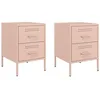 Image de vidaXL Tables de Chevet 2 pcs Rose 36x39x50,5 cm Acier
