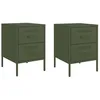 Image de vidaXL Tables de Chevet 2 pcs Vert Olive 36x39x50,5 cm Acier