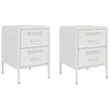 Image de vidaXL Tables de Chevet 2 pcs Blanc 36x39x50,5 cm Acier