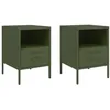 Image de vidaXL Tables de Chevet 2 pcs Vert Olive 36x39x50,5 cm, Armoire, Armoire latérale, mobilier de Chambre à Coucher, Table de Chevet, Armoire en métal