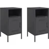 Image de vidaXL Tables de Chevet 2 pcs, Armoires de Lit avec Pieds, Tables de Nuit avec Compartiment, Armoires de Nuit Chambre, Noir 36x39x68 cm Acier
