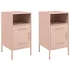 Image de vidaXL Tables de Chevet 2 pcs, Armoires de Lit avec Pieds, Tables de Nuit avec Compartiment, Armoires de Nuit Chambre, Rose 36x39x68 cm Acier