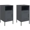 Image de vidaXL Tables de Chevet 2 pcs, Armoires de Lit avec Porte, Tables de Nuit avec Compartiment, Armoires de Nuit Chambre, Anthracite 36x39x68 cm Acier