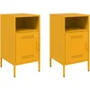 Image de vidaXL Tables de Chevet 2 pcs, Armoires de Lit avec Porte, Tables de Nuit avec Compartiment, Armoires de Nuit, Jaune Moutarde 36x39x68 cm Acier