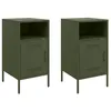 Image de vidaXL Tables de Chevet 2 pcs, Armoires de Lit avec Porte, Tables de Nuit avec Compartiment, Armoires de Nuit Chambre, Vert Olive 36x39x68 cm Acier