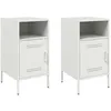 Image de vidaXL Tables de Chevet 2 pcs, Armoires de Lit avec Porte, Tables de Nuit avec Compartiment, Armoires de Nuit Chambre, Blanc 36x39x68 cm Acier