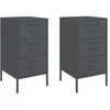 Image de vidaXL Tables de Chevet 2 pcs, Armoires de Lit avec Pieds, Tables de Nuit avec Tiroirs, Armoires de Nuit Chambre, Anthracite 36x39x68 cm Acier