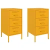 Image de vidaXL Tables de Chevet 2 pcs, Armoires de Lit avec Pieds, Tables de Nuit avec Tiroirs, Armoires de Nuit Chambre, Jaune Moutarde 36x39x68 cm Acier