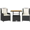 Image de vidaXL Ensemble de Bistro 3 pcs avec Coussins Noir résine tressée, Ensemble de Bistro de Jardin, Ensemble de Balcon, Ensemble de Meubles d'extérieur