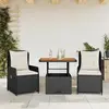 Image de vidaXL Ensemble de bistro 3 pcs avec coussins noir résine tressée