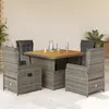 Image de vidaXL Ensemble à manger de jardin 5 pcs coussins gris résine tressée