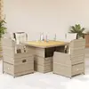 Image de vidaXL Ensemble à manger de jardin avec coussins 5pcs Beige poly rotin