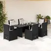 Image de vidaXL Ensemble à manger de jardin coussins 7pcs Noir Résine tressée