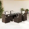 Image de vidaXL Ensemble à manger de jardin et coussins 7 pcs marron rotin