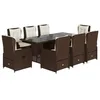 Image de vidaXL Ensemble à Manger de Jardin et Coussins 9 pcs Marron Poly rotin