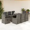 Image de vidaXL Ensemble à manger de jardin 9 pcs coussins gris résine tressée