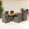 Image de vidaXL Ensemble à manger de jardin et coussins 7 pcs gris rotin