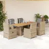 Image de vidaXL Ensemble à manger de jardin et coussins 7 pcs beige poly rotin