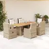 Image de vidaXL Ensemble à manger de jardin et coussins 7 pcs beige poly rotin