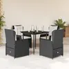 Image de vidaXL Ensemble à manger de jardin coussins 5pcs Noir Résine tressée