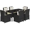 Image de vidaXL Ensemble à Manger de Jardin Coussins 7pcs Noir Résine tressée