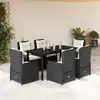 Image de vidaXL Ensemble à manger de jardin coussins 7pcs Noir Résine tressée