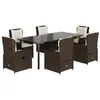 Image de vidaXL Ensemble à Manger de Jardin et Coussins 7 pcs Marron rotin
