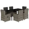Image de vidaXL Ensemble à Manger de Jardin et Coussins 7 pcs Gris rotin